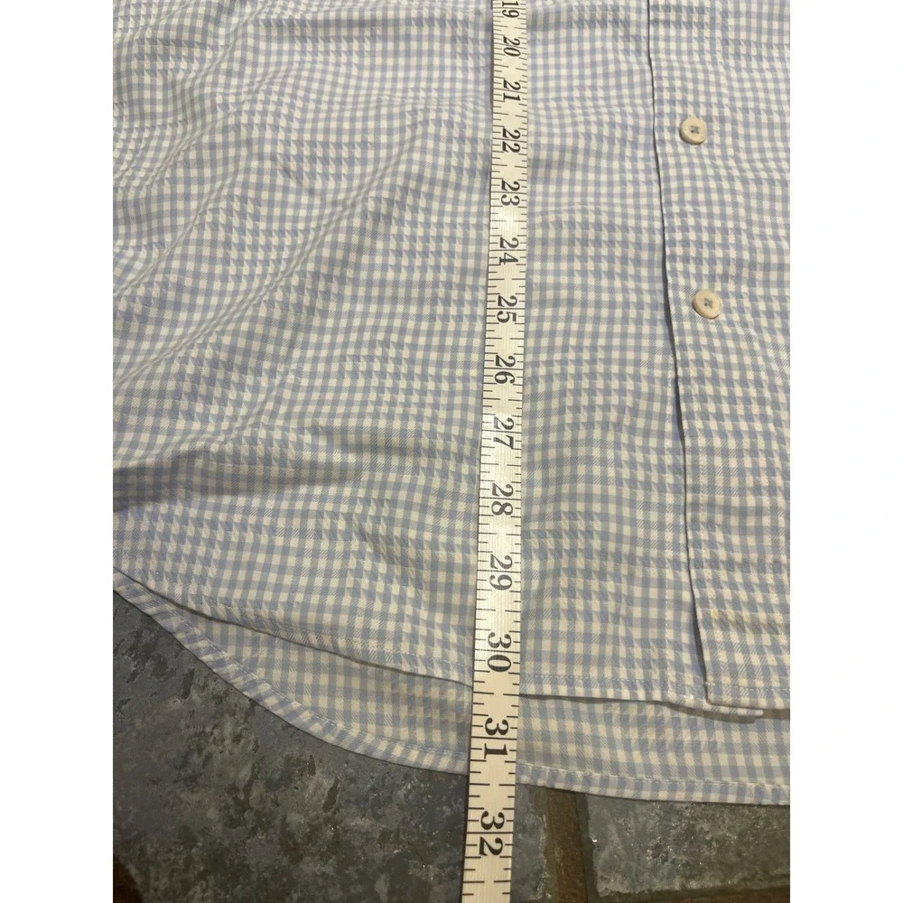 Bugatchi Shaped Fit Mens XL Long Sleeve Button Down Shirt Blue Gingham Check‎